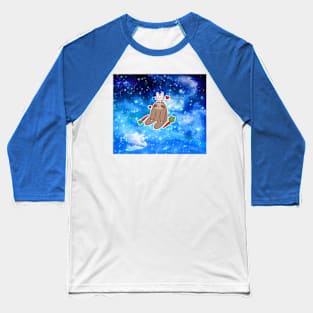 Sloth and Bunny Night Sky Baseball T-Shirt